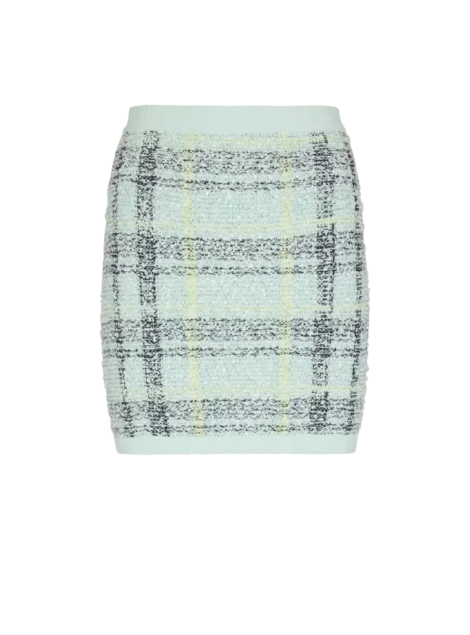 Short skirt in glitter plaid tweed