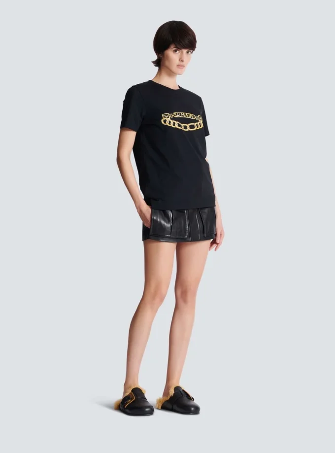 Short-sleeved Balmain Chain print T-shirt