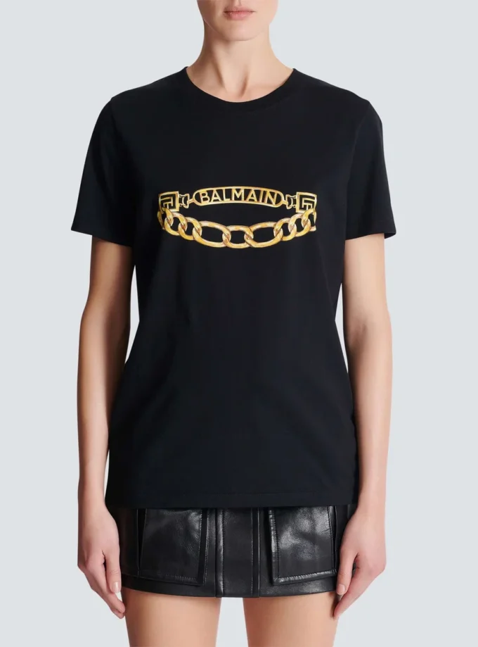 Short-sleeved Balmain Chain print T-shirt