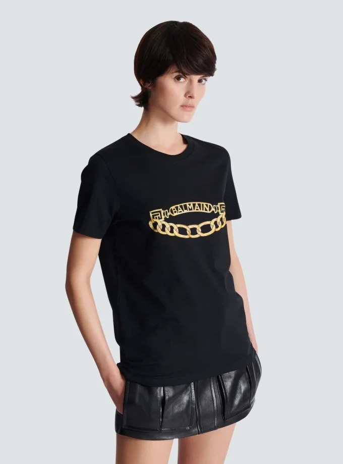 Short-sleeved Balmain Chain print T-shirt
