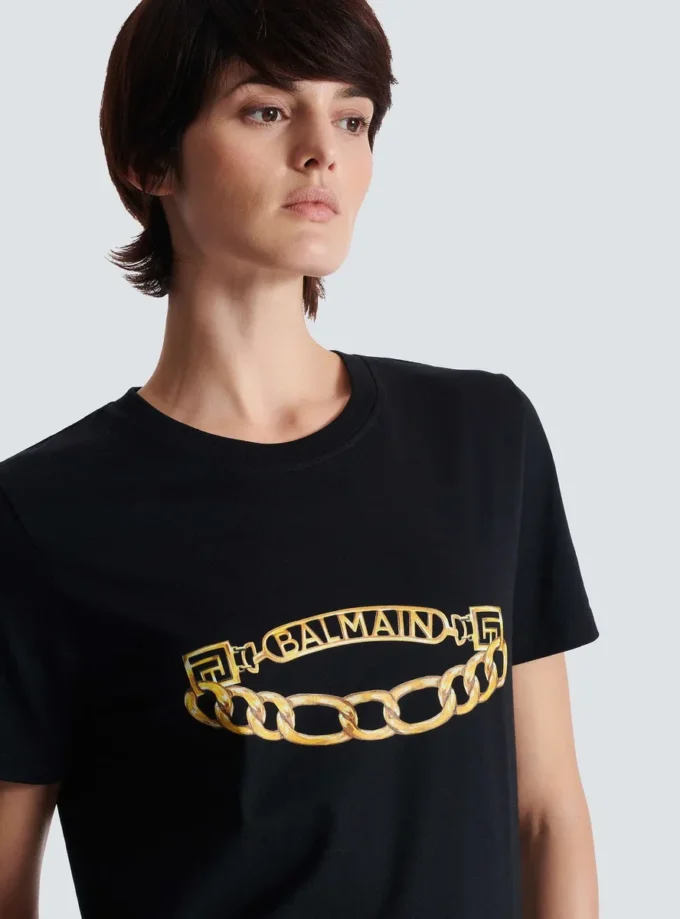 Short-sleeved Balmain Chain print T-shirt