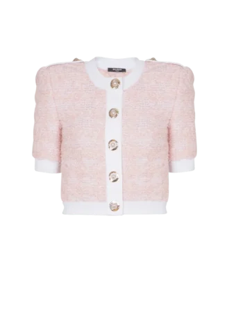 Short-sleeved knit cardigan