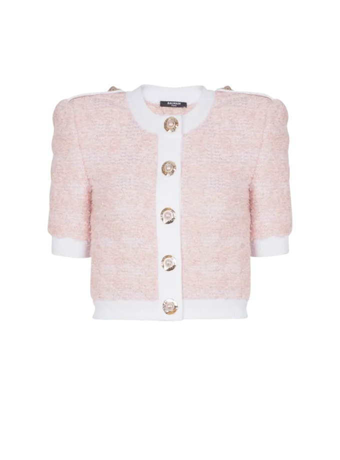 Short-sleeved knit cardigan