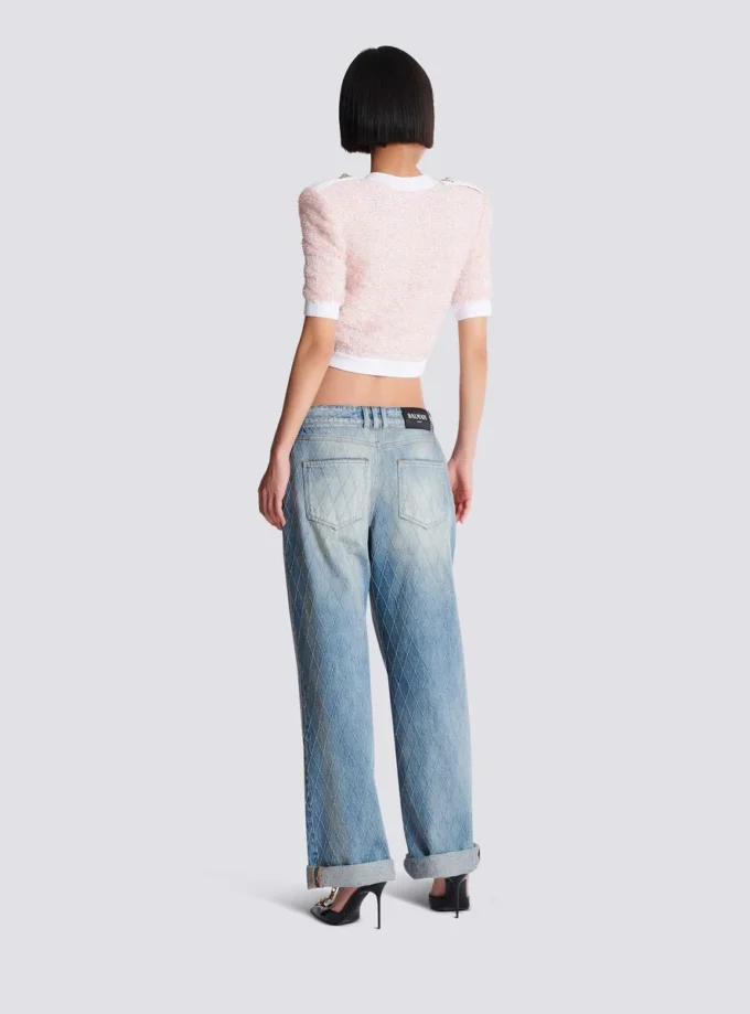 Short-sleeved knit cardigan