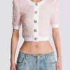 Short-sleeved knit cardigan