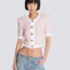 Short-sleeved knit cardigan
