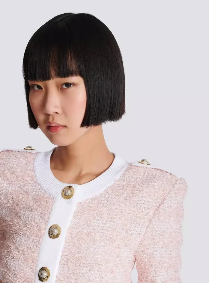 Short-sleeved knit cardigan