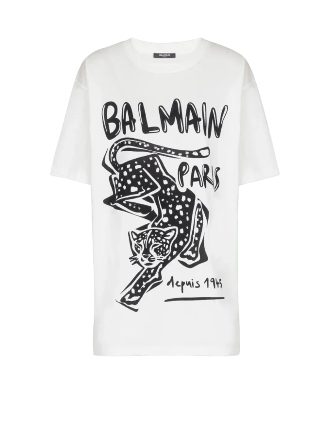 Short-sleeved T-shirt with leopard print
