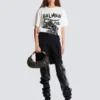 Short-sleeved T-shirt with leopard print