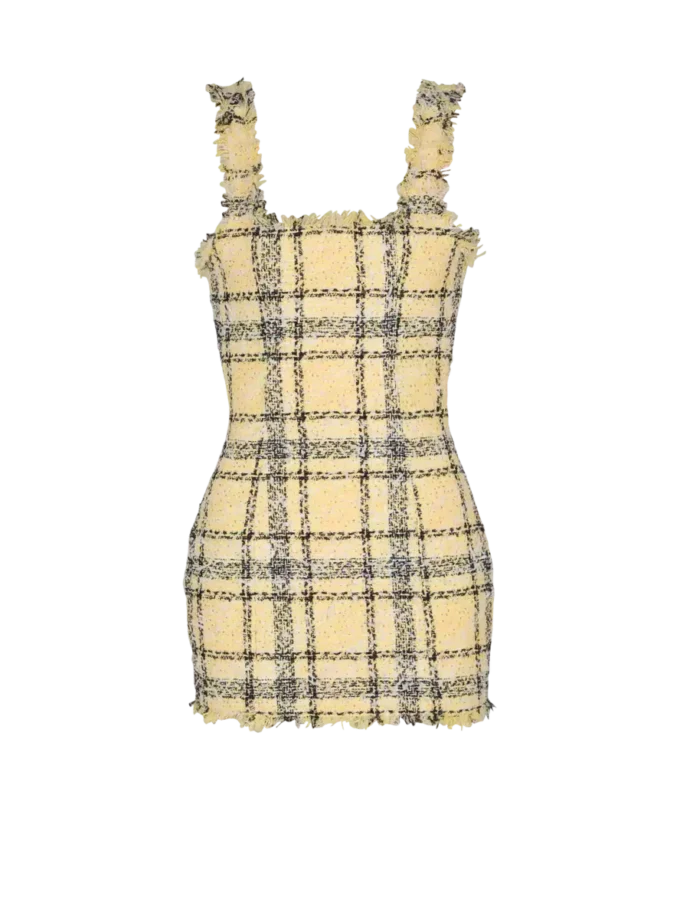 Short strappy dress in glitter tweed