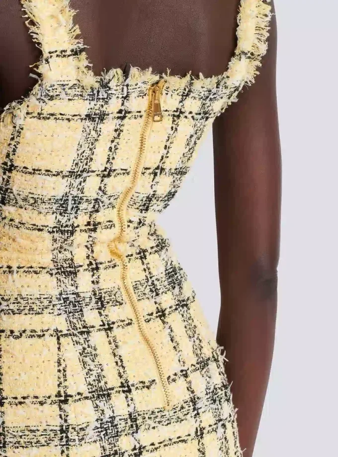 Short strappy dress in glitter tweed