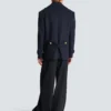 Short striped wool pea coat