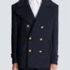 Short striped wool pea coat