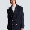 Short striped wool pea coat