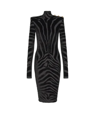Short zebra-print velvet dress