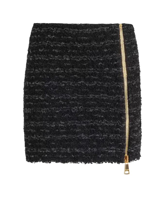 Short zipped tweed skirt
