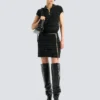 Short zipped tweed skirt