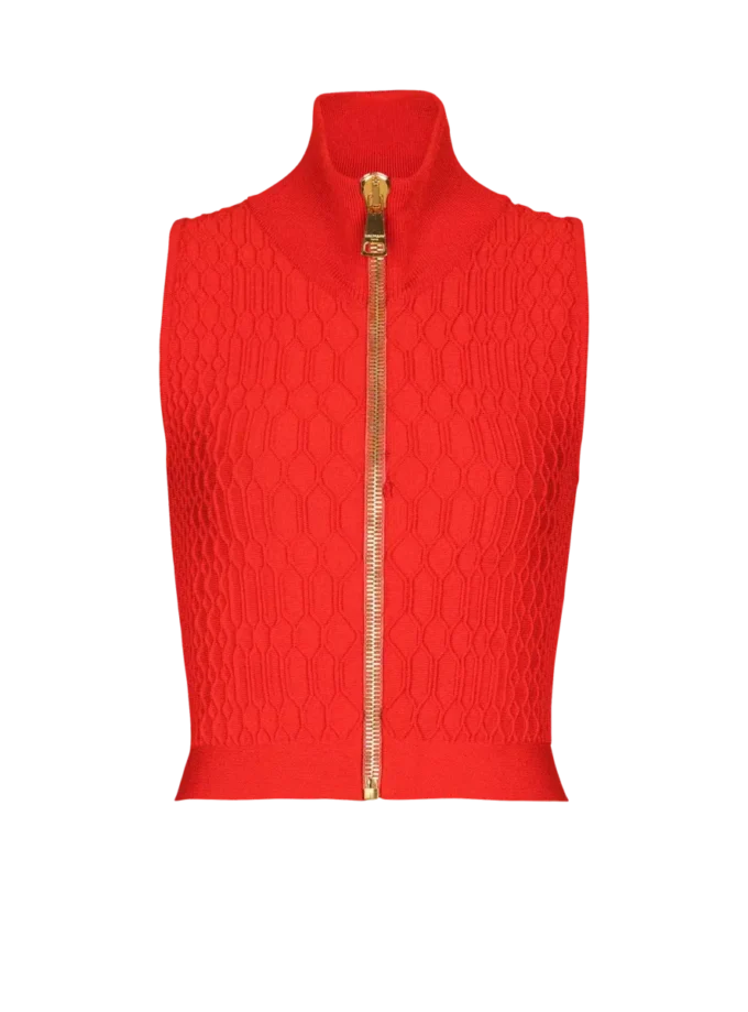 Sleeveless crocodile-knit top