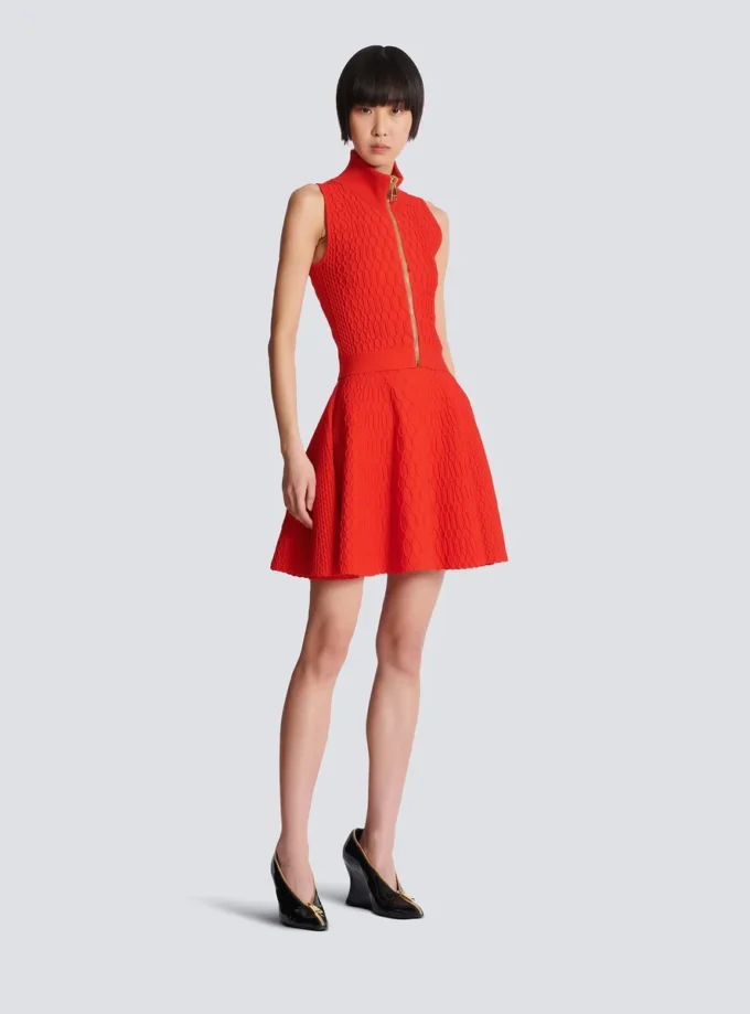 Sleeveless crocodile-knit top