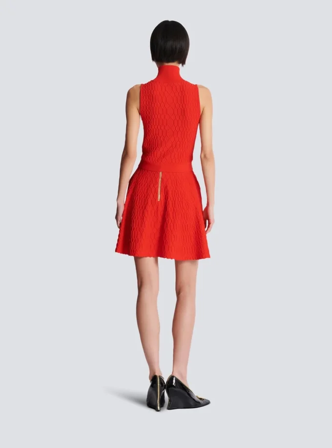 Sleeveless crocodile-knit top