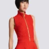 Sleeveless crocodile-knit top