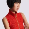 Sleeveless crocodile-knit top