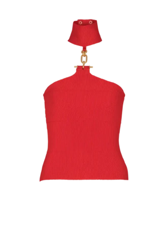 Sleeveless knit top with embellished detail