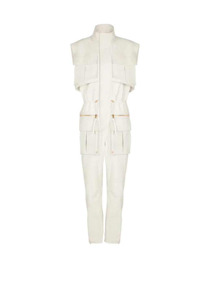 Sleeveless lambskin jumpsuit