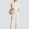 Sleeveless lambskin jumpsuit