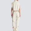 Sleeveless lambskin jumpsuit