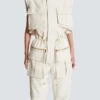 Sleeveless lambskin jumpsuit