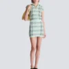 Sleeveless plaid tweed top
