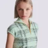 Sleeveless plaid tweed top