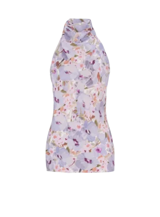 Sleeveless top with Poppy Flower print