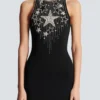 Stars embroidered short dress