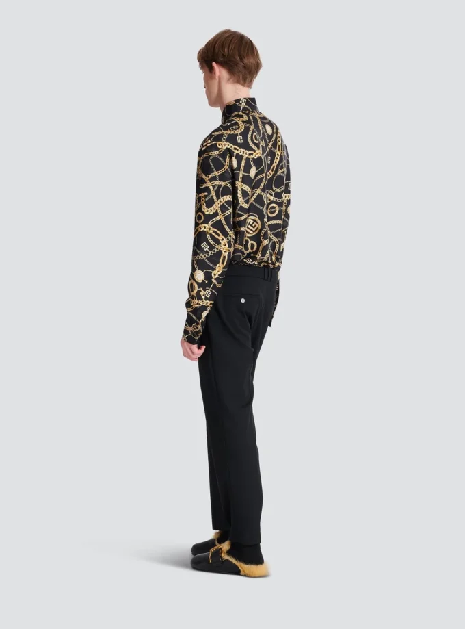 Straight-leg tailored wool trousers