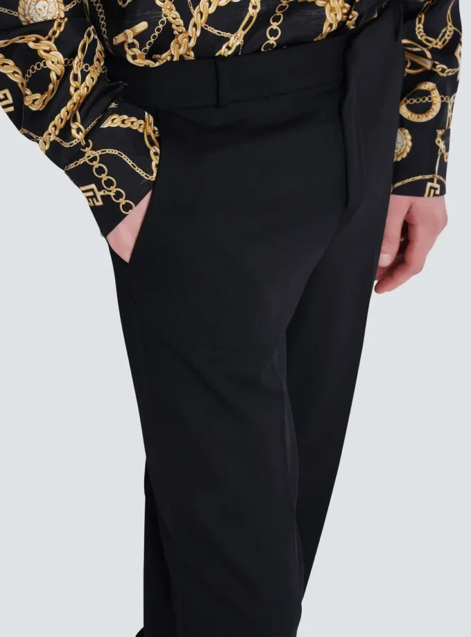 Straight-leg tailored wool trousers