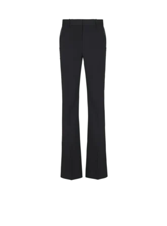 Straight-leg wool trousers with crystal embroidery