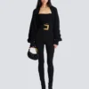 Stretch trousers with belt