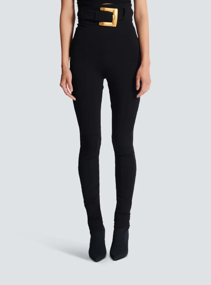 Stretch trousers with belt