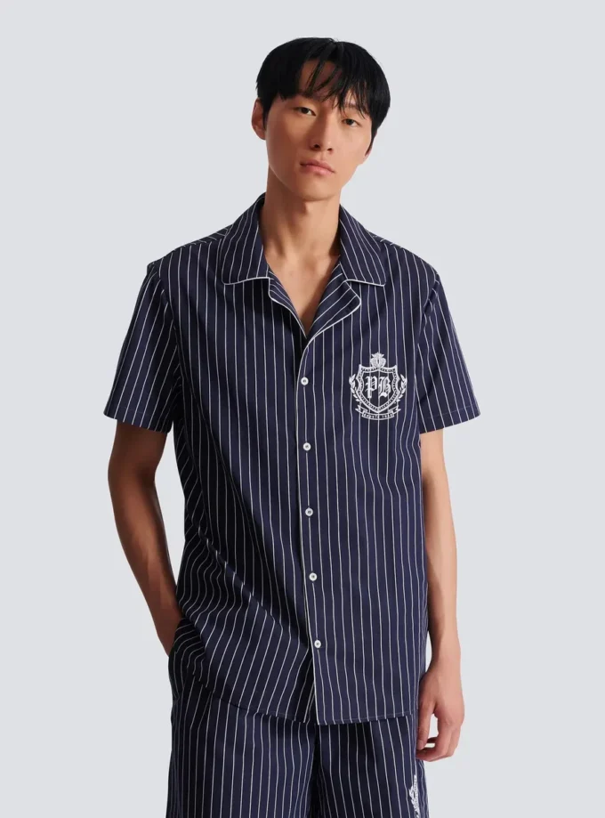 Striped poplin pyjama shirt