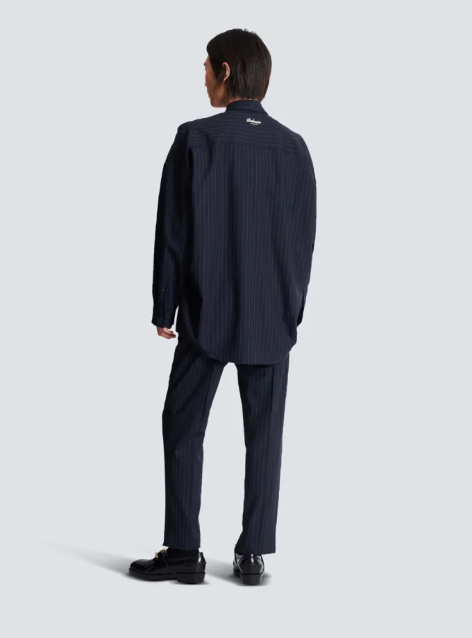 Striped wool College Emblem shirt