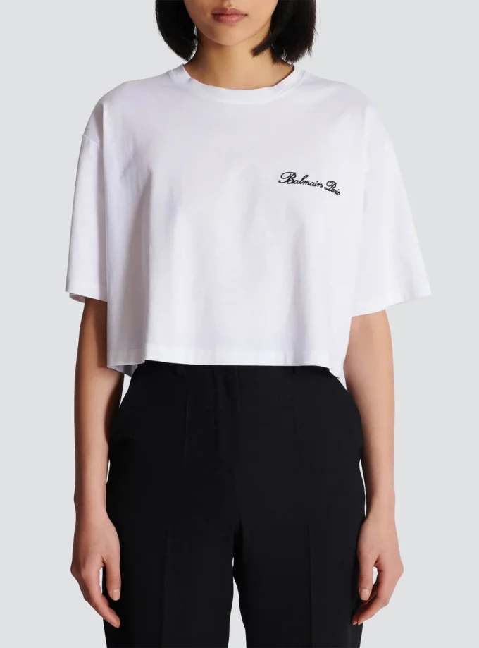 T-shirt with Balmain Signature embroidery