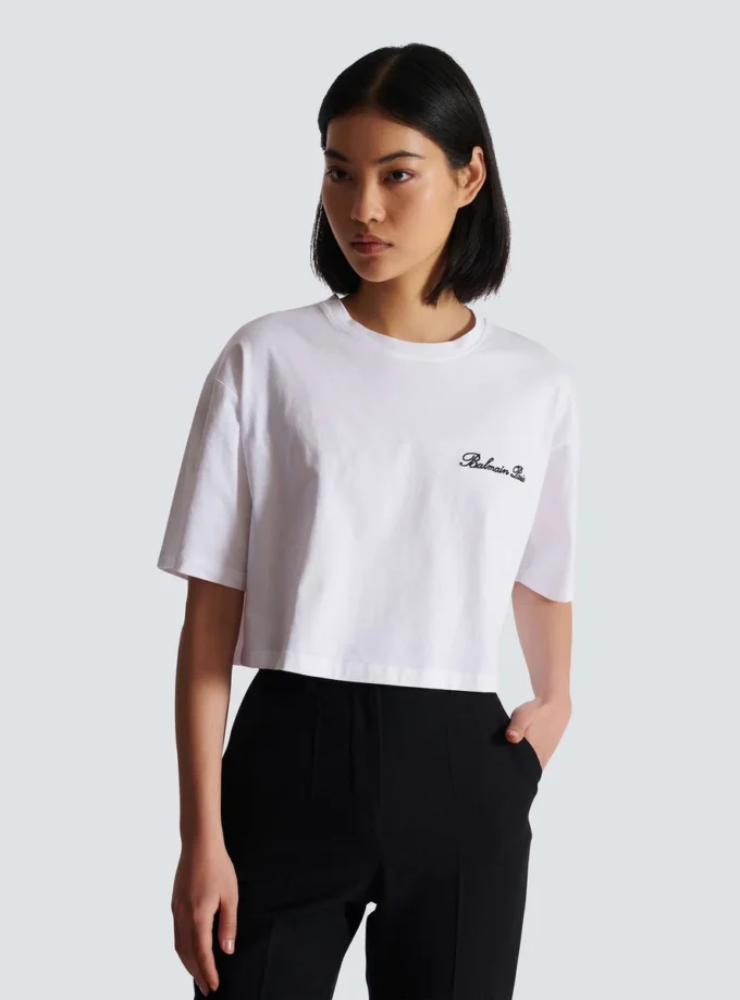 T-shirt with Balmain Signature embroidery