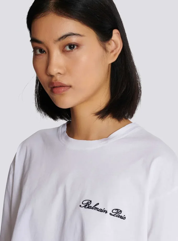 T-shirt with Balmain Signature embroidery