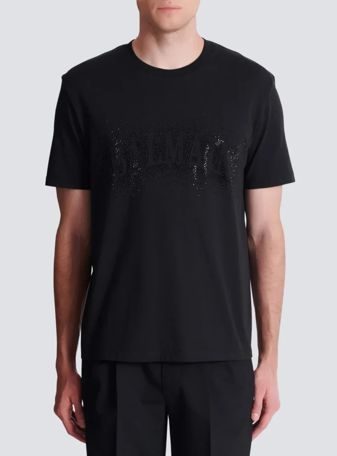 T-shirt with embroidered crystal spray effect