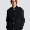 Varsity jacket in grain de poudre wool and satin
