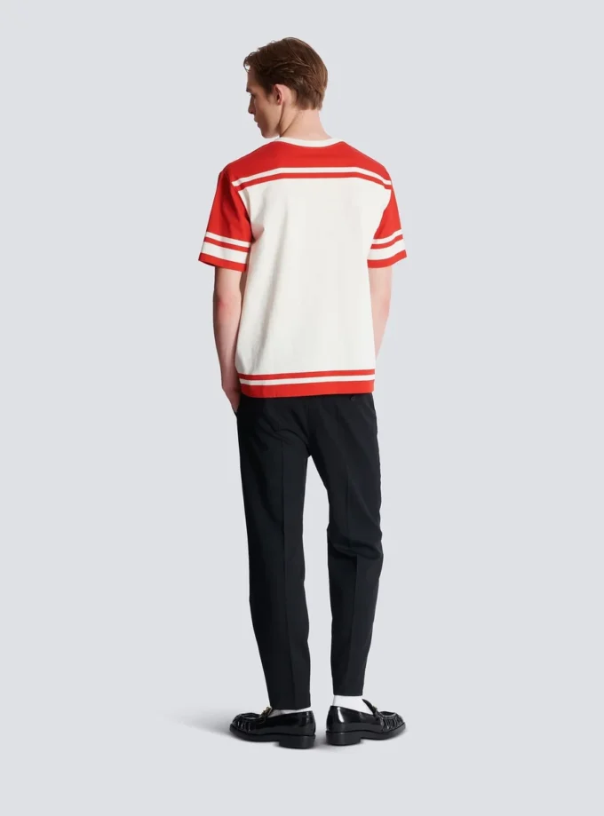 Varsity T-shirt with Balmain Écusson print