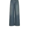 Wide-leg faded denim jeans