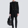 Wool and cashmere coat with detachable bib front